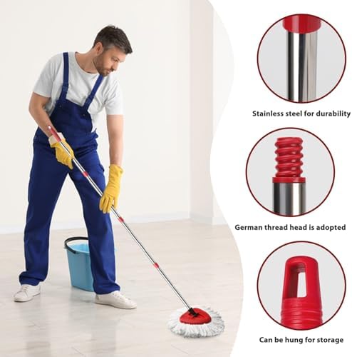 4-Section Spin Mop Handle 30-58 inches Easywring 1-Tank System Compatible