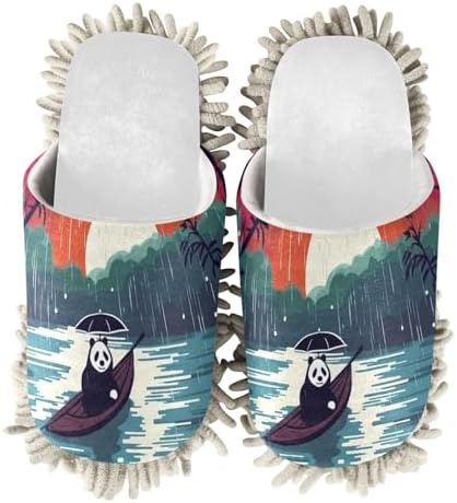 White Panda Cartoon Raining Mop Socks Cozy Fun Easy to Clean Durable