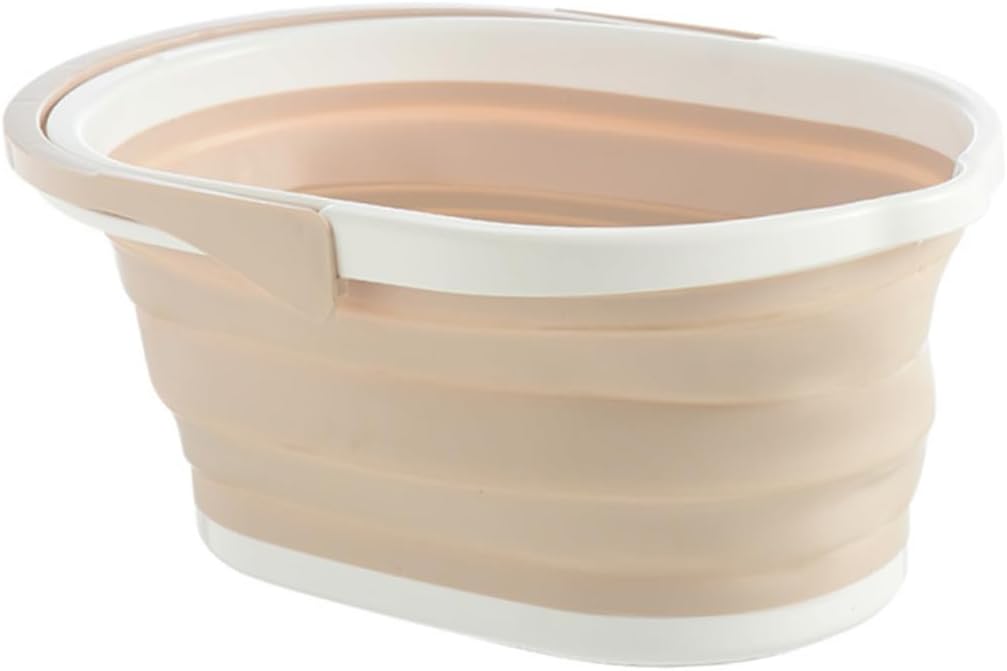 Beige Foldable Plastic Mop Bucket for Efficient Mopping