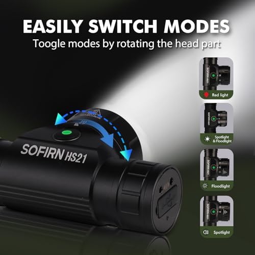 Sofirn HS21 2200 Lumen Multi-Mode Headlamp Rechargeable Waterproof for Camping Hunting