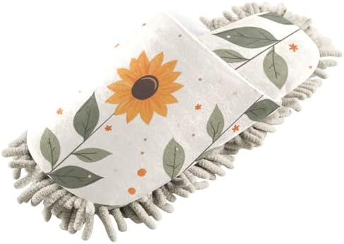 Cute Sunflower Washable Mop Slippers for MenWomen Size L