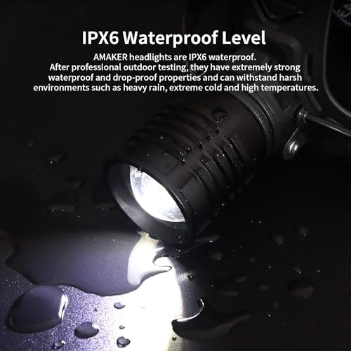 IPX6 Waterproof Led Headlamp 1500 Lumens Adjustable Angle Projection Reminder Multi-functional