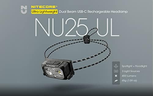 Nitecore NU25 400 Lumen Bright Lightweight Durable for Hiking