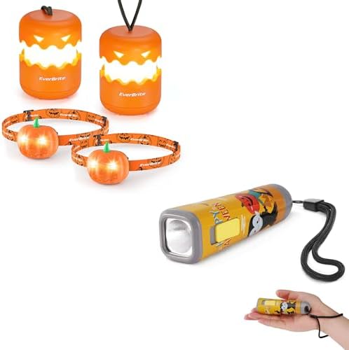 Top Choice Halloween pumpkin lantern and headlamp setIlluminate your spooktacular nights and trips