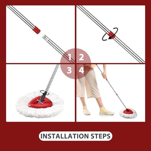4-Section Spin Mop Handle 30-58 inches Easywring 1-Tank System Compatible