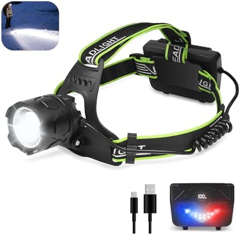 Rechargeable LED Headlamp 1200000 Lumens Waterproof Adjustable