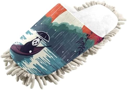 White Panda Cartoon Raining Mop Socks Cozy Fun Easy to Clean Durable