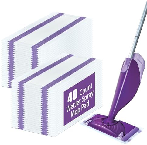 40 Pack Disposable Mop Pad Refills for Swiffer Wet Jet Spray Mop