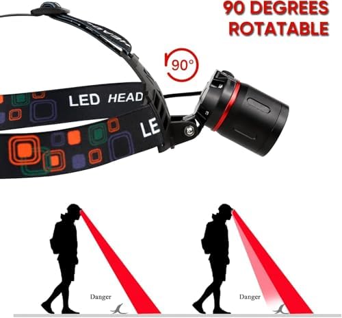 XLENTGEN Red Light Hunting Headlamp - Rechargeable Red LED 3 Modes