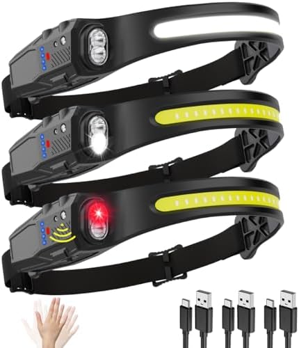 KYEKIO 3-Piece LED Rechargeable Headlamp Set