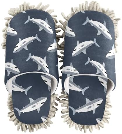 CozyMop Shiny Shark Mop Slippers with Soft Chenzel Sole for Daily Cleaner