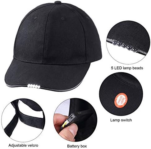 2-Piece LED Baseball Cap with Headlamp for Camping Fishing