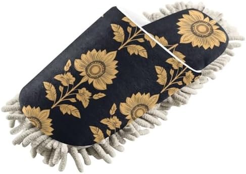 FLildon Microfiber Cleaning Slippers Mysterious Sunflower Design