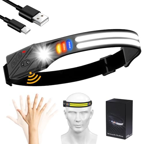 Dual LED Rechargeable Headlamp with Motion Sensor for Outdoor Activities