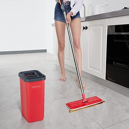 BOSHENG Flat Mop and Bucket Set with Wringer 1