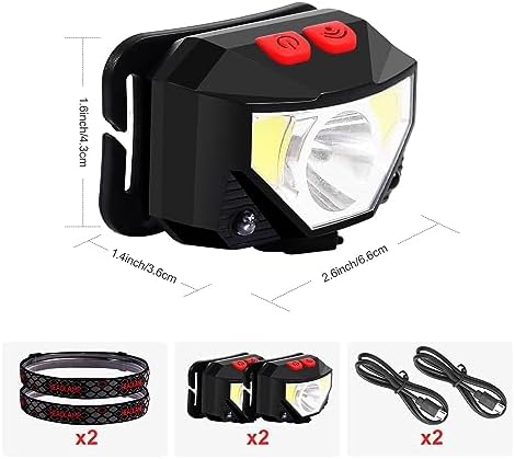 Rechargeable LED Headlamp 2-Pack Outdoor Headlights