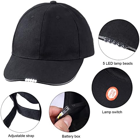 2-Piece LED Baseball Cap with Headlamp for Camping Fishing