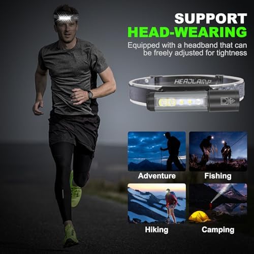 Rechargeable Compact Headlamp with COB Sidelight for Camping