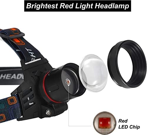 Bright Red Headlamp for Hunting and Astronomy