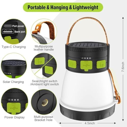 8 Lighting Modes Rechargeable Waterproof Camping Lantern with 7500mAh Battery