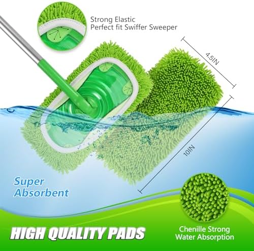 MEETI Set of 4 Reusable Microfiber Mop Pads