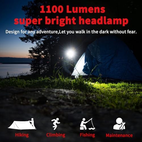 Bright Durable Rechargeable LED Headlamp for Hiking Camping Perfect for Gift