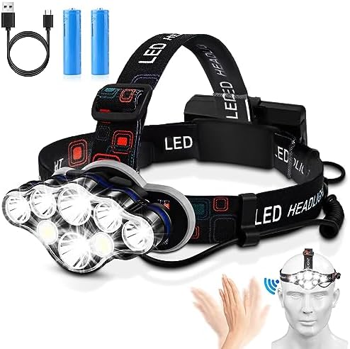 Elmchee 18000 Lumen Rechargeable Headlamp with 16 Modes and Motion Sensor