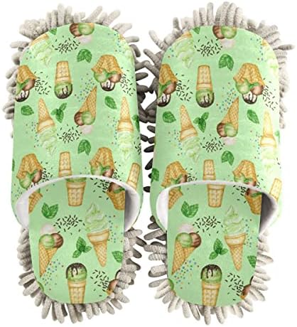 DOMIKING Ice Cream Mop House Slippers for Women
