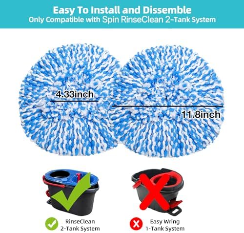 kCarpoly 2-Pack Mop Replacement Heads