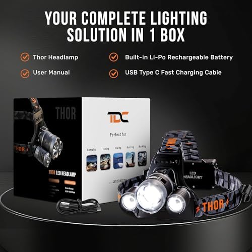 Perfect LED Head Flashlight for Camping Hunting Work