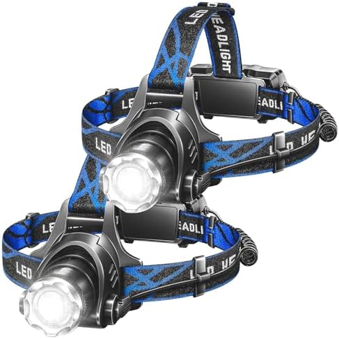 2-Pack Rechargeable Headlamp with 800 Lumens T6 LEDs