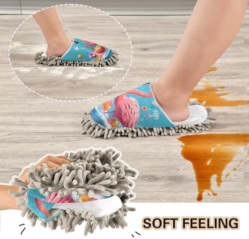 RunningBear White Beach Flamingo Mop Slippers for Home