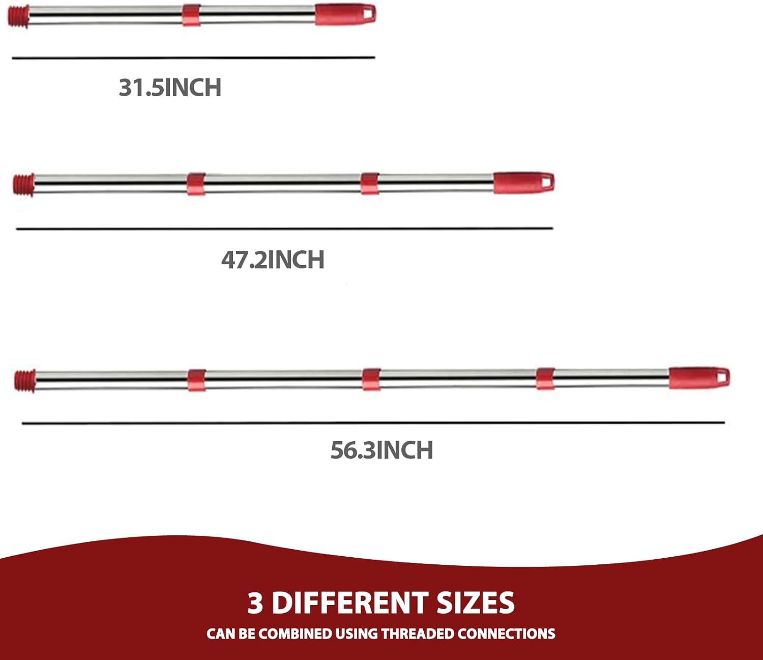4-Section Spin Mop Handle 30-58 inches Easywring 1-Tank System Compatible