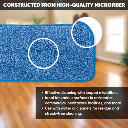 Quick Clean Durable 18 Microfiber Mop Pads 3-Pack
