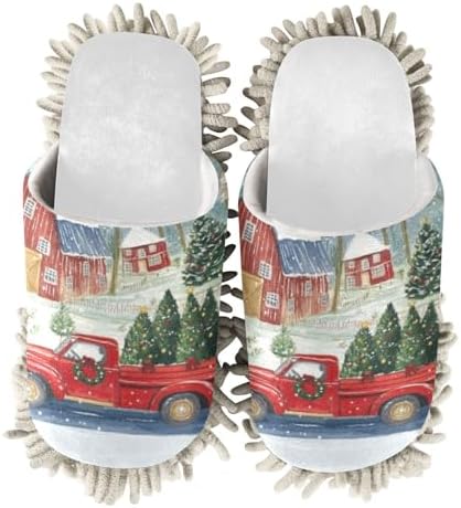Running Bear White Christmas Trees Farmhouse Mop Slippers