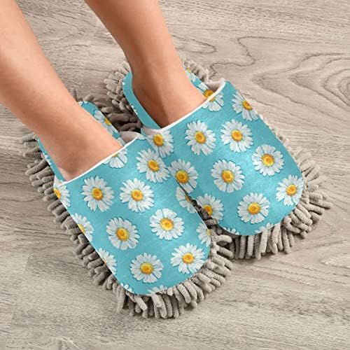 DOMIKING Daisy Flowers Mop Slippers for Cleaning 1