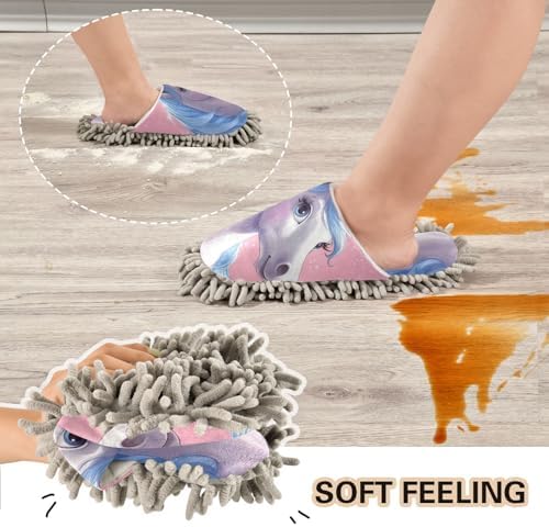 Mission Microfiber Cleaning Slippers Dreamy Horse Washable Mop Shoes for MenWomen