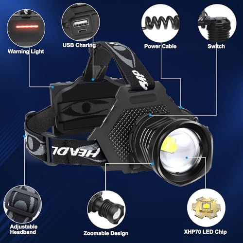 Durable Rechargeable Headlamp for Hiking Camping