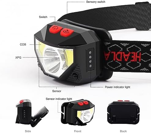 Rechargeable LED Headlamp 2-Pack Outdoor Headlights