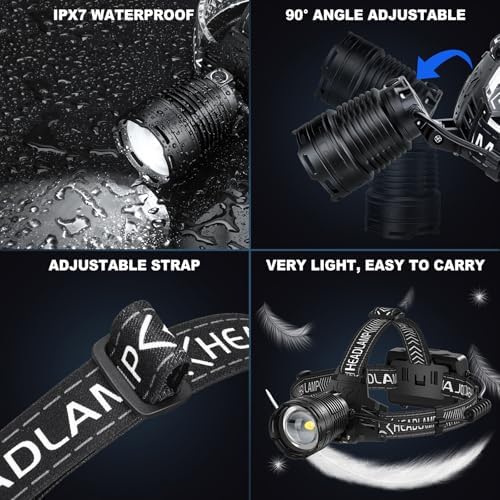 Rechargeable Headlamp 990000 Lumens Waterproof