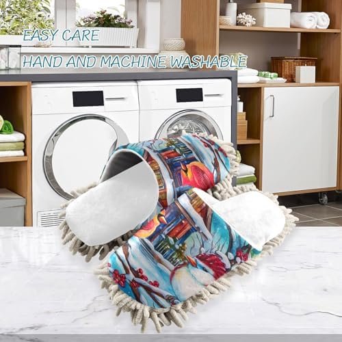 RunningBear White Christmas Mop Slippers for Cleaning