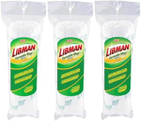 Libman Tornado Mop Refill 3-Pack Cotton Machine Washable