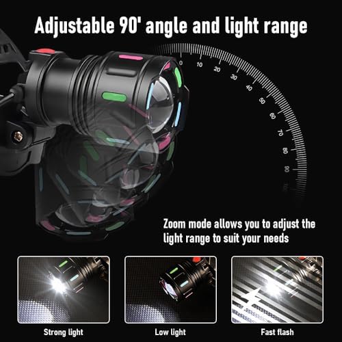 Casbomy Rechargeable LED Headlamp 990000 Lumens 90 Adjustable
