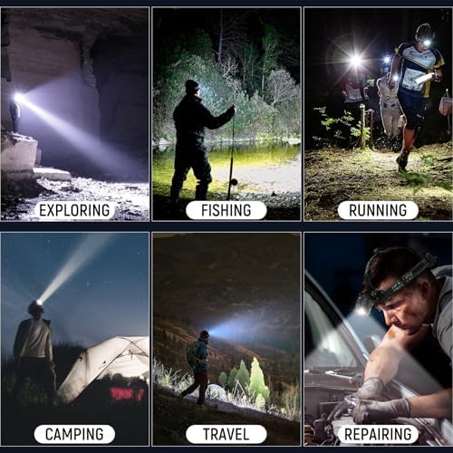 Vinderfine Rechargeable Headlamp - 2 Pack 99000 Lumen 135 Adj IPX6