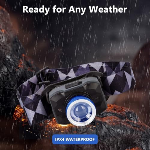 IPX4 Waterproof LED Headlamp 450 Lumens Focusing Cap
