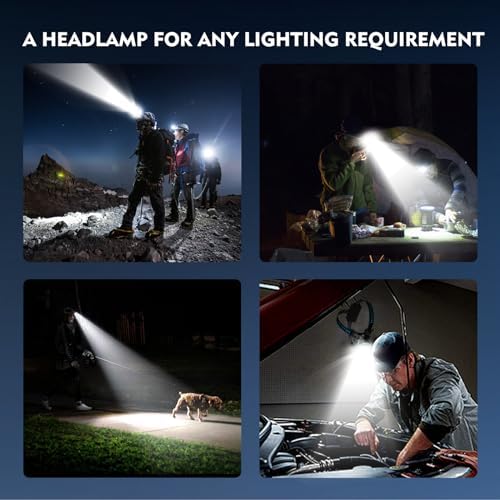 300000 LM Red Light Headlamp 7 Modes IP67 Waterproof