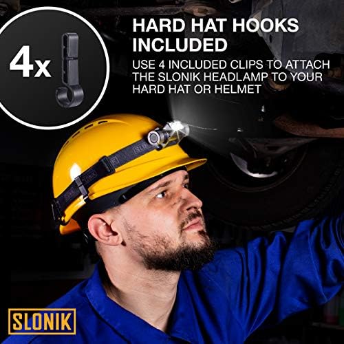 SLONIK 1000 Lumen Rechargeable Headlamp - 60 ft Beam IPX4 Waterproof Black