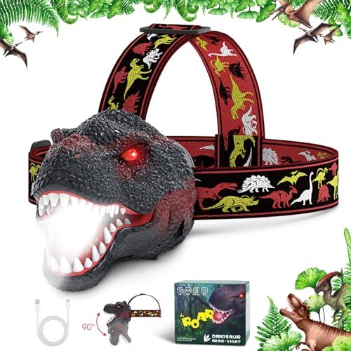 T-Rex Dinosaur Headlamp for Kids RechargeableAdjustable Fun
