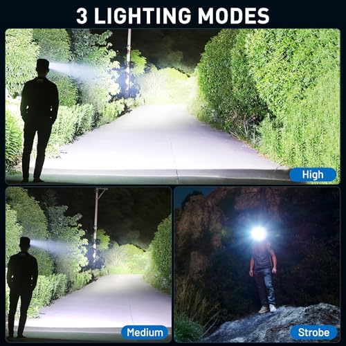 CrazyBrace Rechargeable LED Headlamp 2-Pack 990000 Lumen 12H Long Runtime Waterproof Adjustable