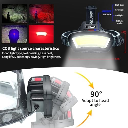Rechargeable Headlamp withadjustable Angle for Fishing Construction